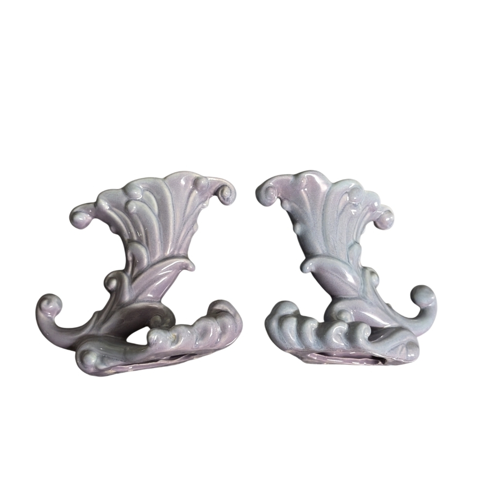 Haeger 2 Blue Ceramic Candle‎ Holder